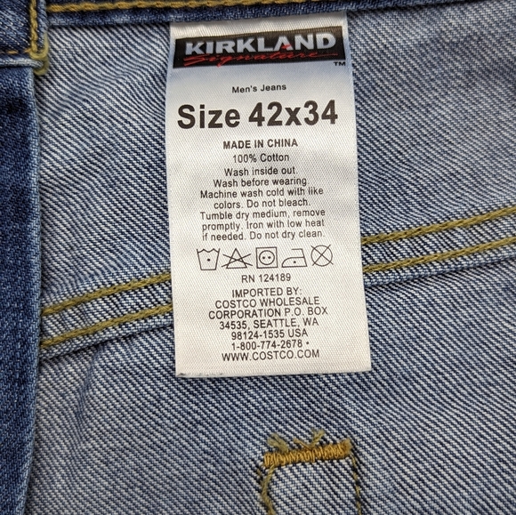 Kirkland Men's 42x34 XL Medium Wash Blue Denim Wash Classic Straight Jeans - Picture 5 of 8